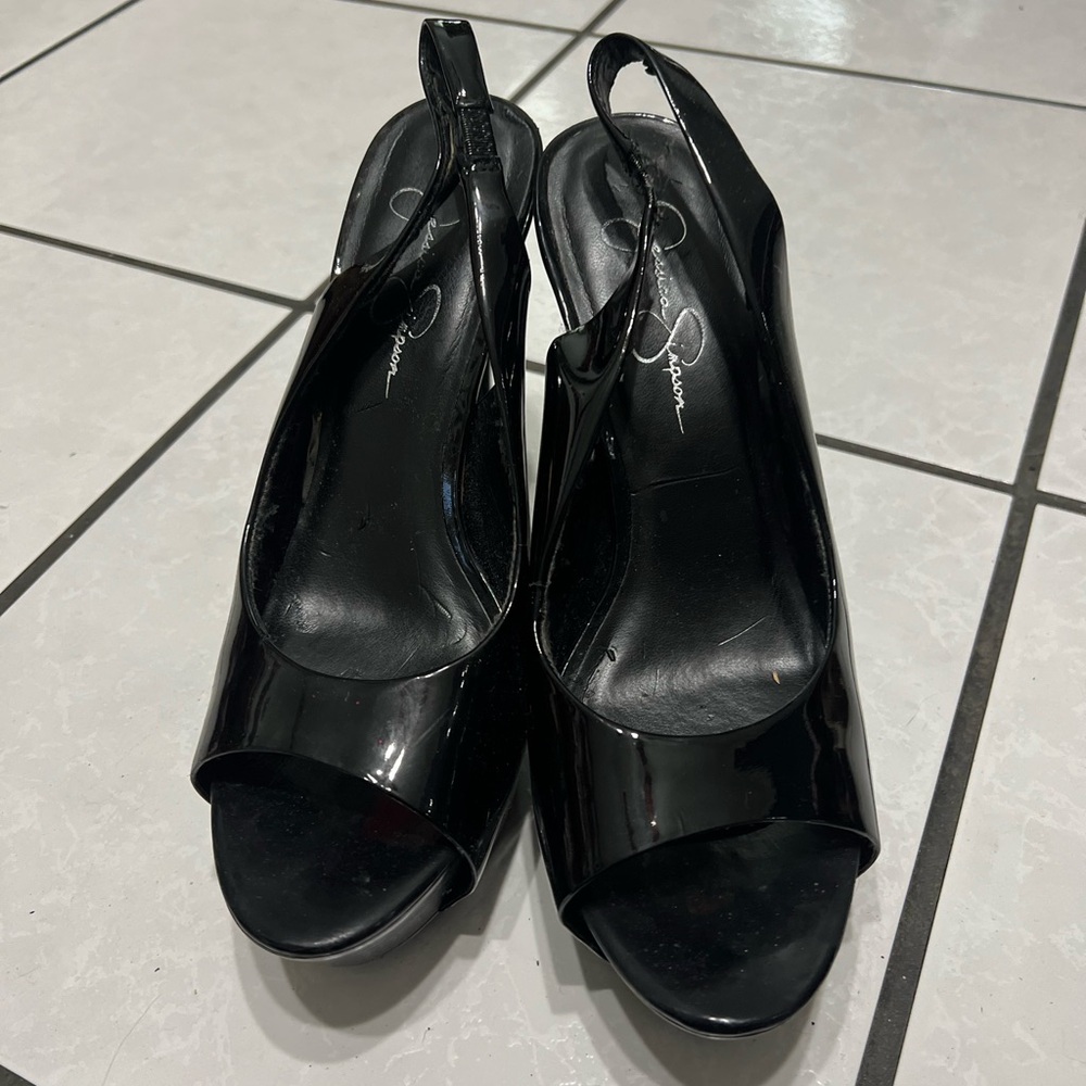 Jessica Simpson Black Patent Slingback Heels